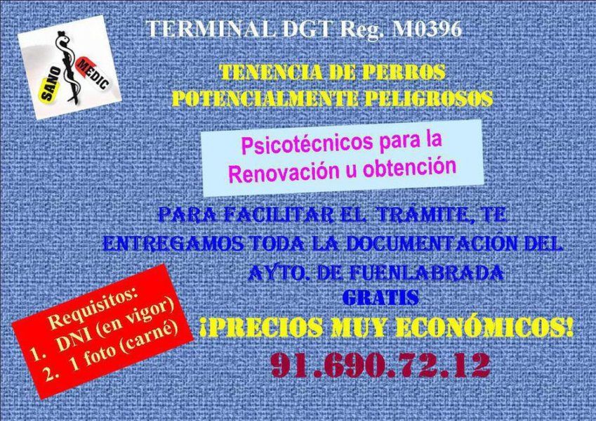 psicotecnicos para la licencia de perros peligrosos en Fuenlabrada y cerca  de Leganés, Humanes, Parla, Pinto, Móstoles y Getafe