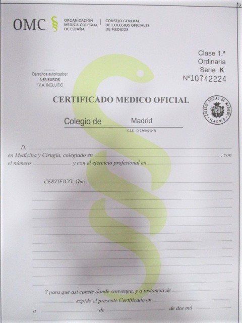 Certificado Médico Oficial Fuenlabrada